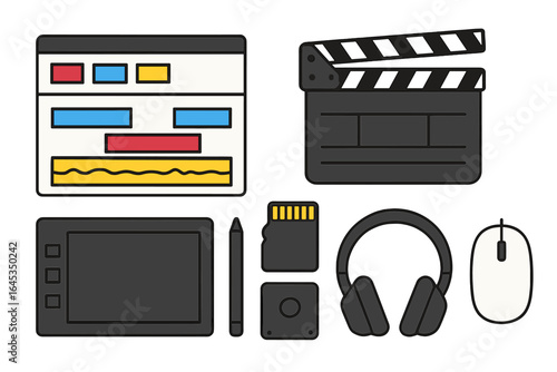 Film production tools and equipment for video editing and creation in a digital workspace