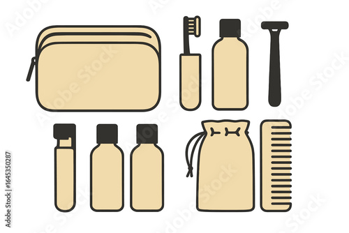 Travel essentials for personal care and grooming in a compact toiletry bag suitable for trips