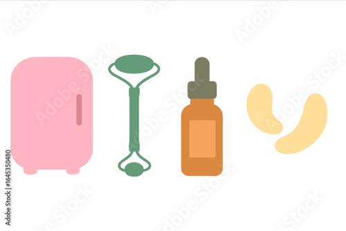 Various beauty tools and items arranged on a clean surface showcasing skincare essentials for daily routines
