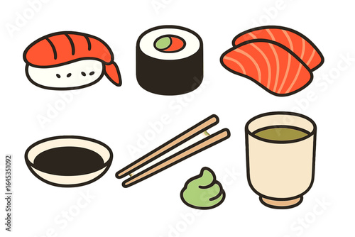 Sushi platter featuring various sushi types and condiments during a communal dining experience