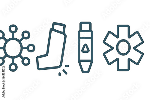 Illustrations representing various health-related symbols in a modern, simplistic style reflecting medical themes