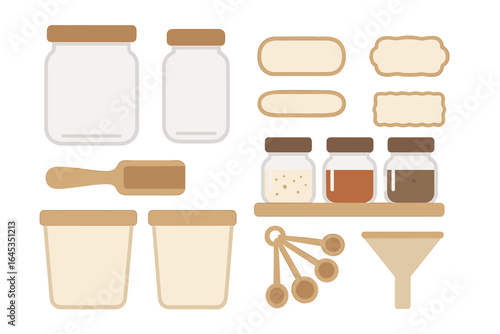 Kitchen storage jars and utensils for organizing baking ingredients in a stylish manner