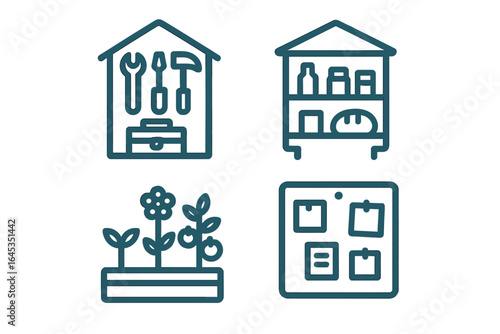 Home gardening and DIY tools displayed in an organized layout for seasonal projects and plant care