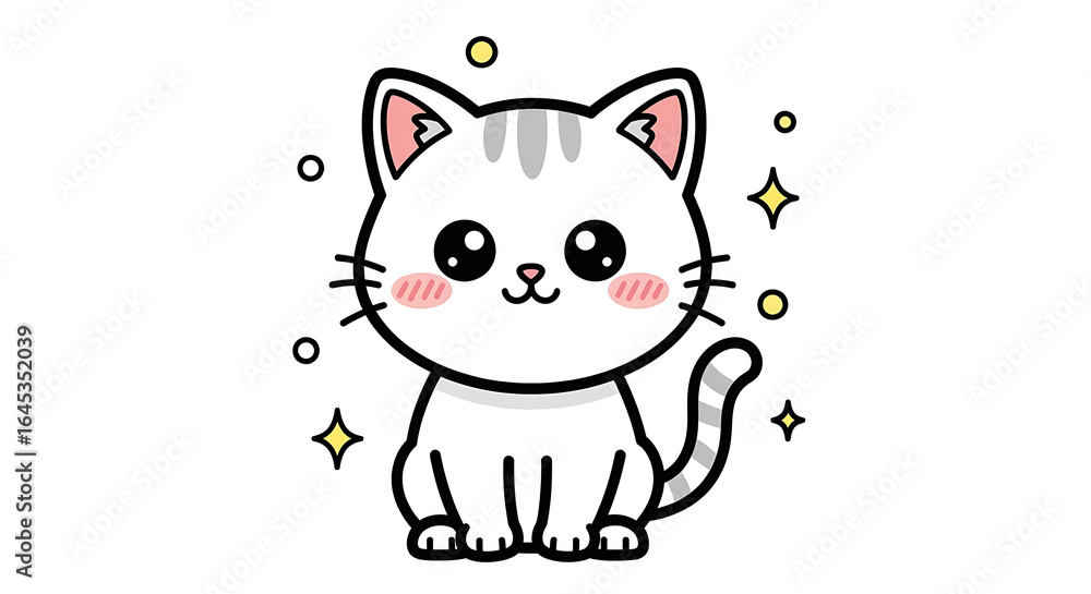 Obraz premium かわいい猫と子猫のイラスト – 癒し系で可愛らしい動物イラスト