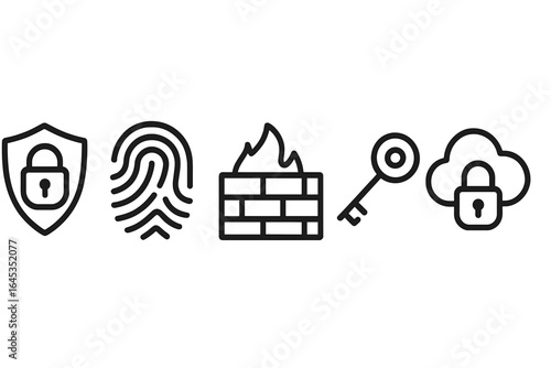 Security symbols representing protection, access, and authentication in digital systems