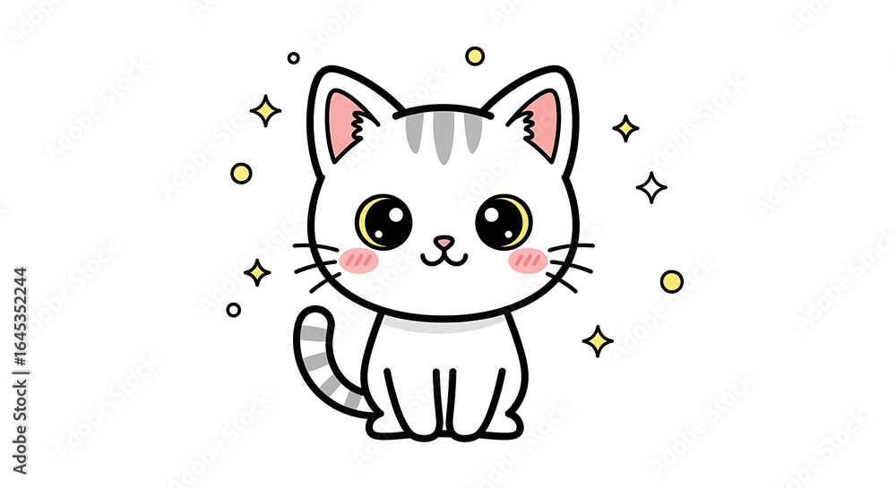 Obraz premium かわいい猫と子猫のイラスト – 癒し系で可愛らしい動物イラスト