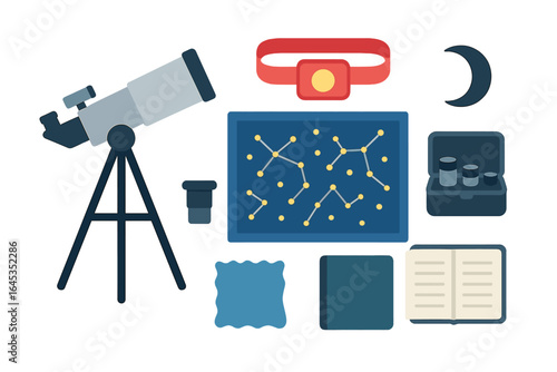 Exploring the night sky with a telescope and accessories for stargazing activities