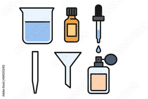 Different laboratory tools and equipment arranged on a flat surface in a clean environment for scientific experiments and analyses