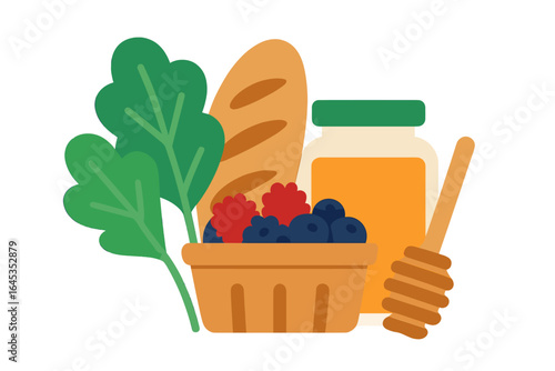 Fresh ingredients arranged in a vibrant display showcasing healthful eating and natural flavors