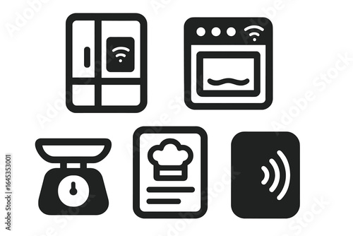 Modern kitchen appliances showcase smart technology for cooking and food preparation in a stylish layout