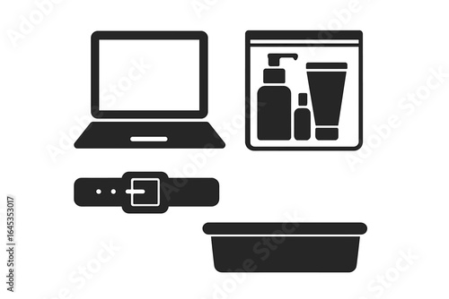 Various personal items arranged in a neat layout on a flat surface for a travel packing checklist
