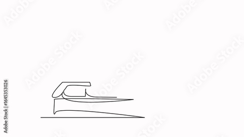 Self drawing animation of one continuous line. Hand drawn animated illustration. craft, sewing, design, fashion, tailor, clothing, equipment, machine, textile, thread