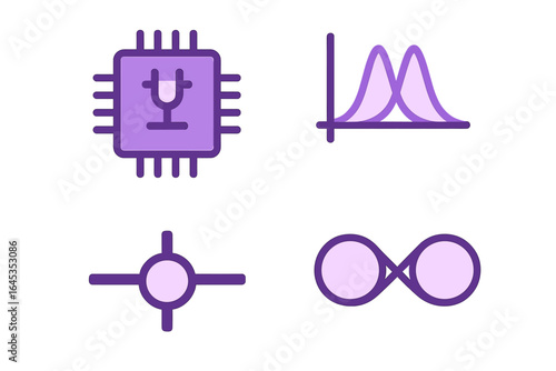Digital technology symbols highlight electronic design and data analysis concepts in a modern setting