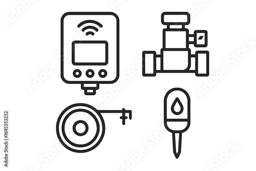 Various types of utility monitoring equipment displayed on a plain background highlighting their functional design