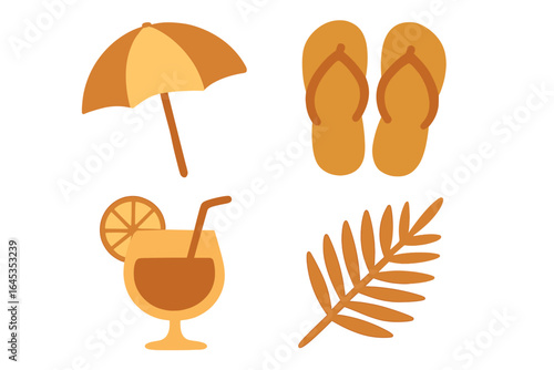 Enjoying a sunny day at the beach with refreshing drinks and comfortable sandals in summer