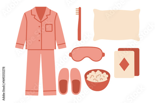 Cozy bedtime essentials with pajamas, slippers, and bedtime snacks for a relaxing evening at home