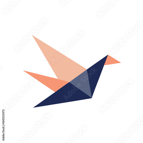 Minimalist origami bird taking flight elegant and modern logo design