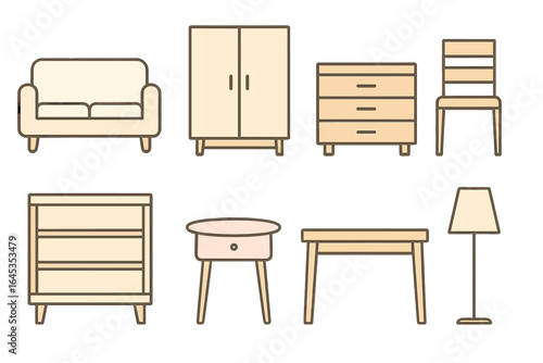 Soft styles of modern furniture designs showcasing variety of shapes and functionality in simple lines