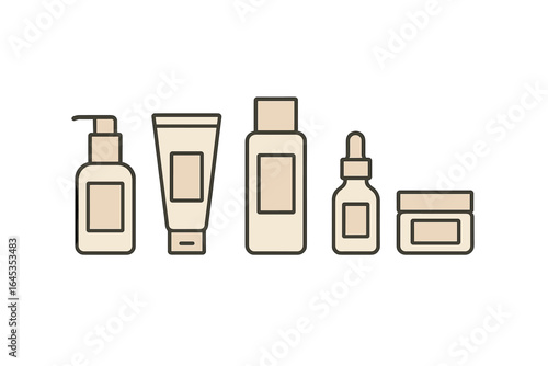 Five essential skincare products displayed neatly on a white background for a modern beauty routine