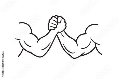 Arm Wrestling Line Drawing