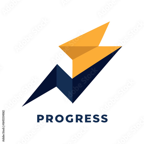 Minimalist upward arrow logo design formed by folded paper effect
