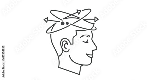 Illustration of a dizzy person with spinning arrows isolated on white background
