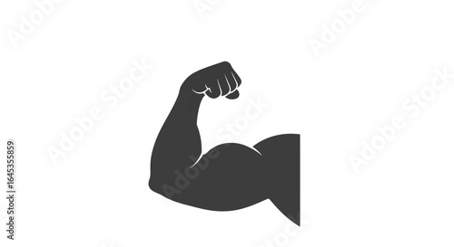Strong muscular arm flexing biceps isolated on white background for fitness