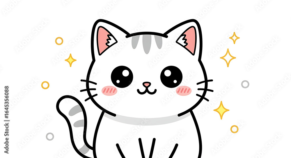 Obraz premium かわいい猫と子猫のイラスト – 癒し系で可愛らしい動物イラスト
