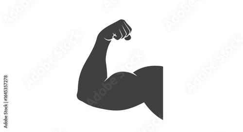 Muscular arm flexing its biceps isolated on white background, showing strength
