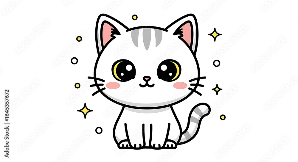 Obraz premium かわいい猫と子猫のイラスト – 癒し系で可愛らしい動物イラスト