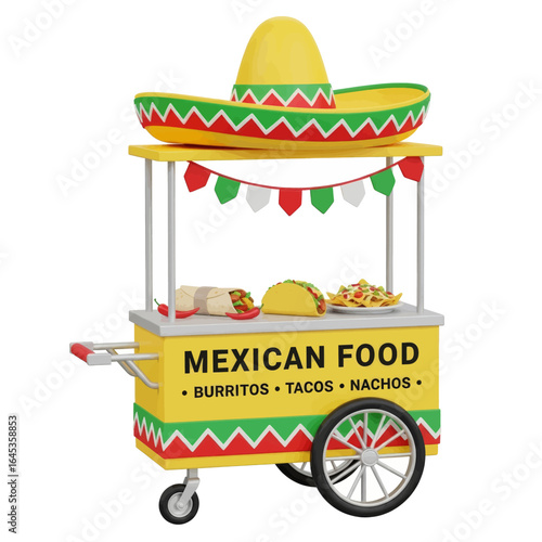 3D Mexican Food Stall with Sombrero and Bunting – Perfect for Tacos and Burritos Concepts
