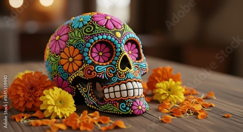 Colorful Sugar Skull Close-up