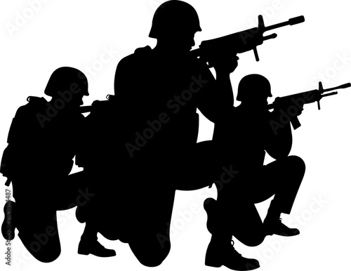 Soldier Silhouette Squad – Military Team Vector Illustration" vector