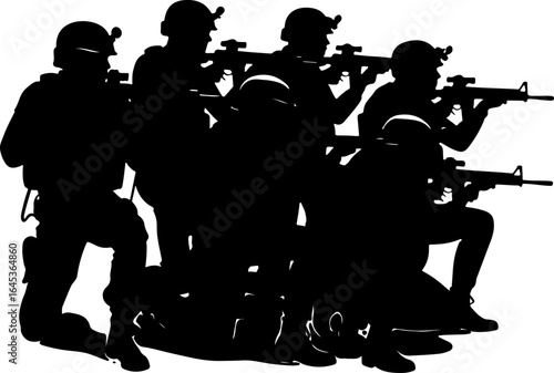Soldier Silhouette Squad – Military Team Vector Illustration" vector
