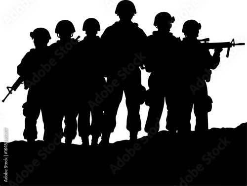 Soldier Silhouette Squad – Military Team Vector Illustration" vector