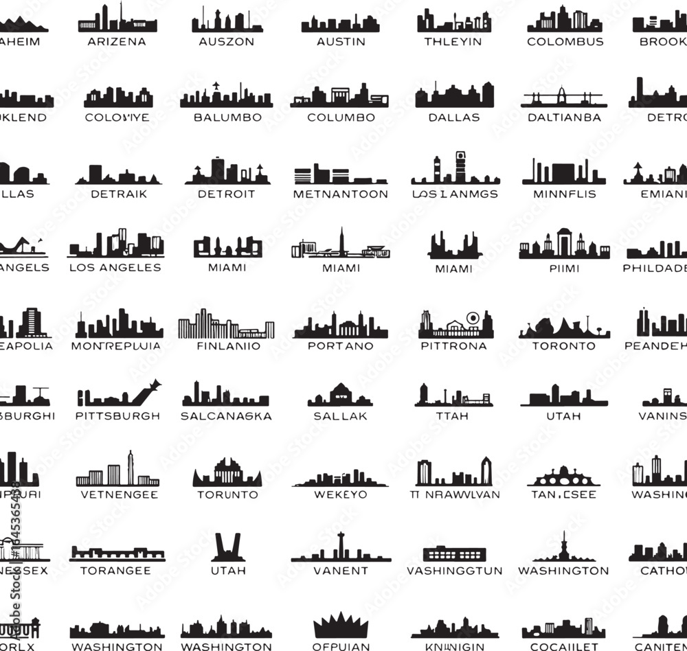 Obraz premium USA city svg city skyline, city svg, city silhouette, american svg