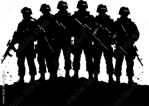 Soldier Silhouette Squad – Military Team Vector Illustration" vector
