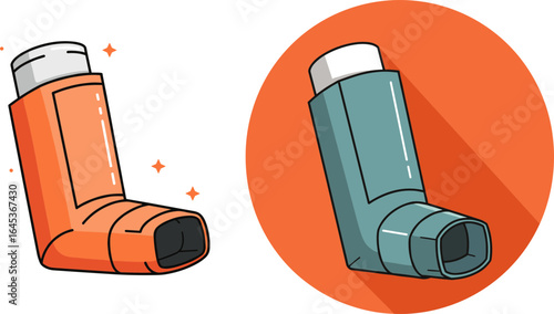 Flat vector illustration of asthma inhalers in a minimalist style  