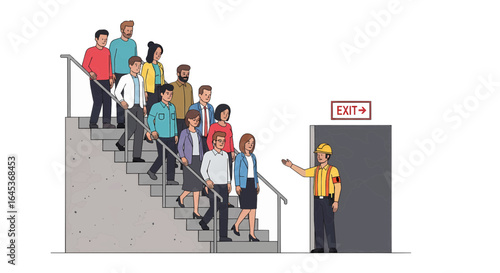 Evacuation Safety  People Following Emergency Exit Instructions
