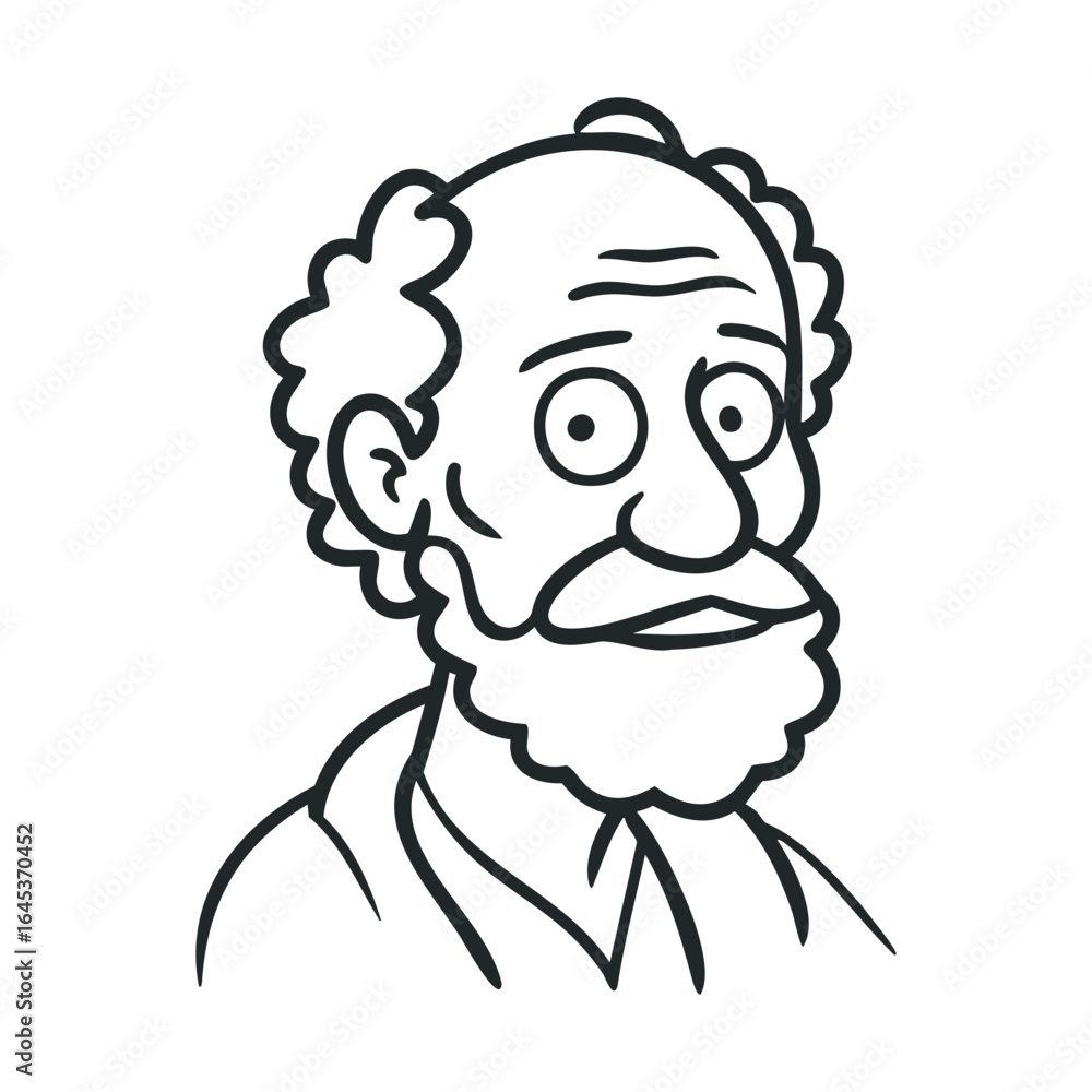 Character sketch of an elderly man with a beard and distinct features