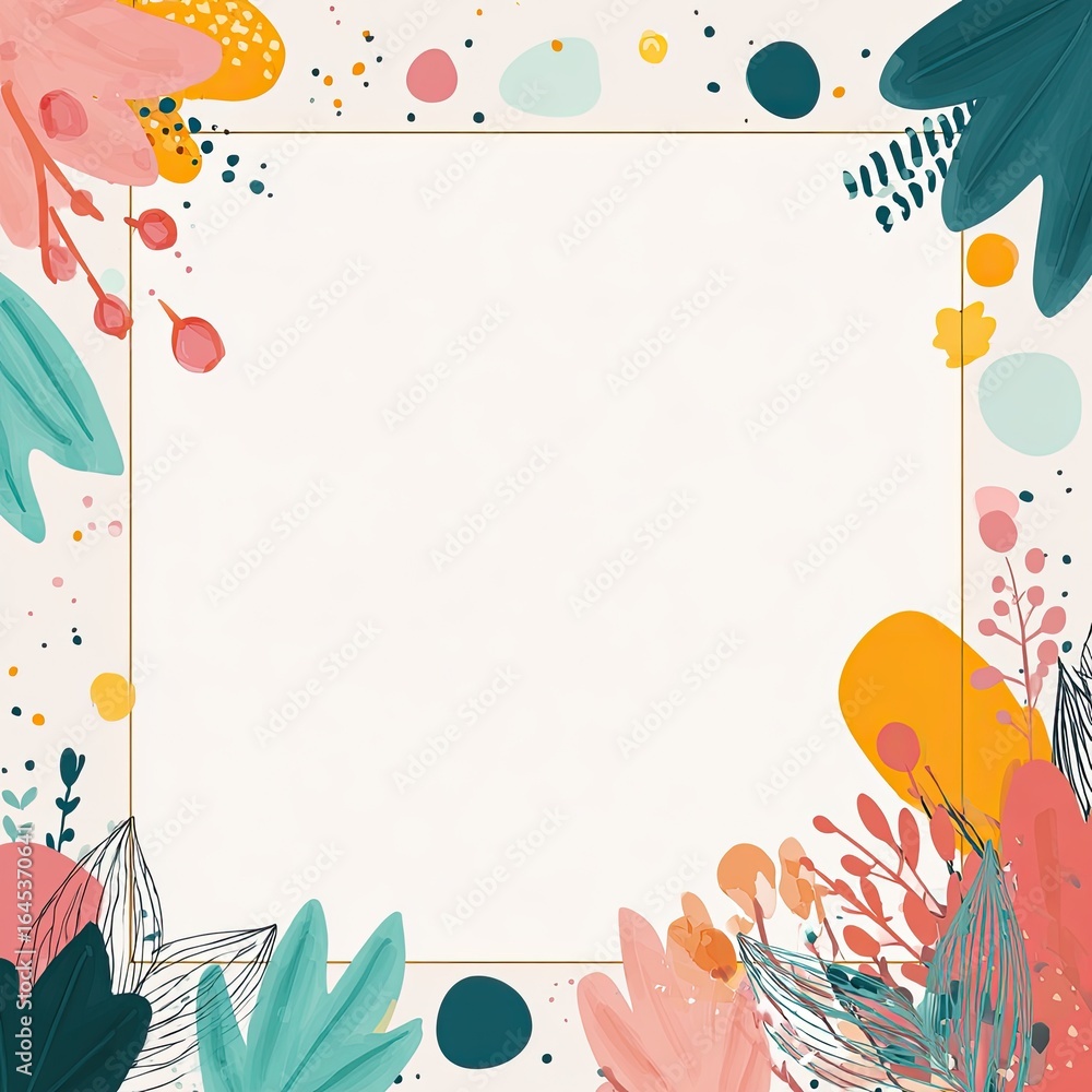 Fototapeta premium Abstract floral frame on white background