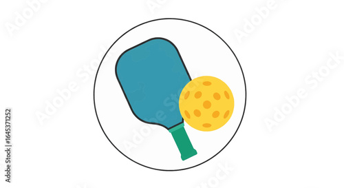 Pickleball Paddle and Ball Icon A Graphic Representation of the Popular Sport