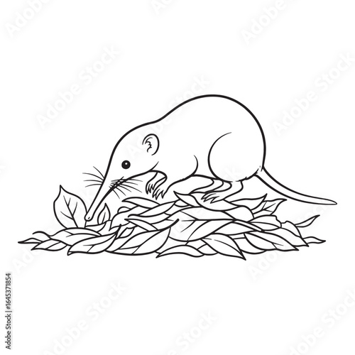 Wild Solenodon Line Art – Solenodon Vector Outline Drawing with Smooth Contours – Solenodon Drawing – Vector of Solenodon – Solenodon Outline

