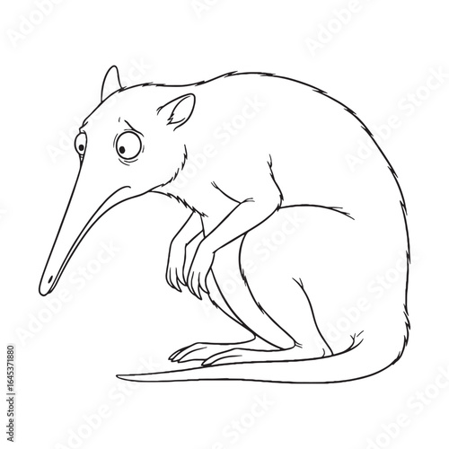 Unique Solenodon Line Art – Solenodon Vector Illustration Detailed Drawing with Iconic Small Mammal Features – Solenodon Drawing – Line Art Drawing of Solenodon – Solenodon Icon


