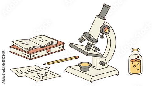  Laboratory Microscope Isolated Vector Illustration on Transparent Background
