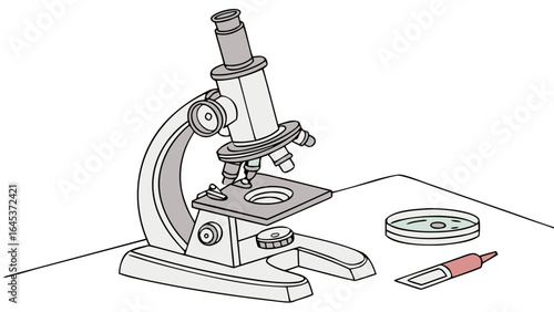  Laboratory Microscope Isolated Vector Illustration on Transparent Background