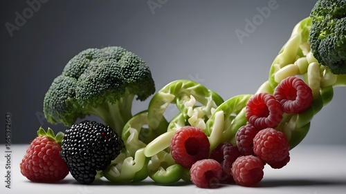 Wallpaper Mural Vibrant raspberries, blackberries, and broccoli create a stunning display of fresh, healthy food for a modern lifestyle and balanced diet Torontodigital.ca
