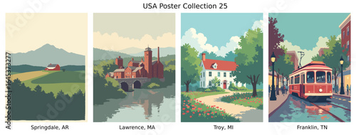 Springdale, AR , Lawrence, MA , Troy, MI , Franklin, TN  US Poster Collection
