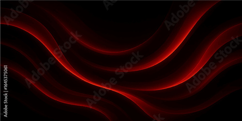 Smooth waves of flowing red and black satin fabric create a luxurious and abstract wallpaper design