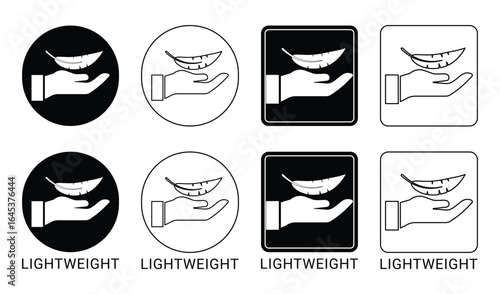 Lightweight Blue Badge Icon with Hand and Feather Symbol